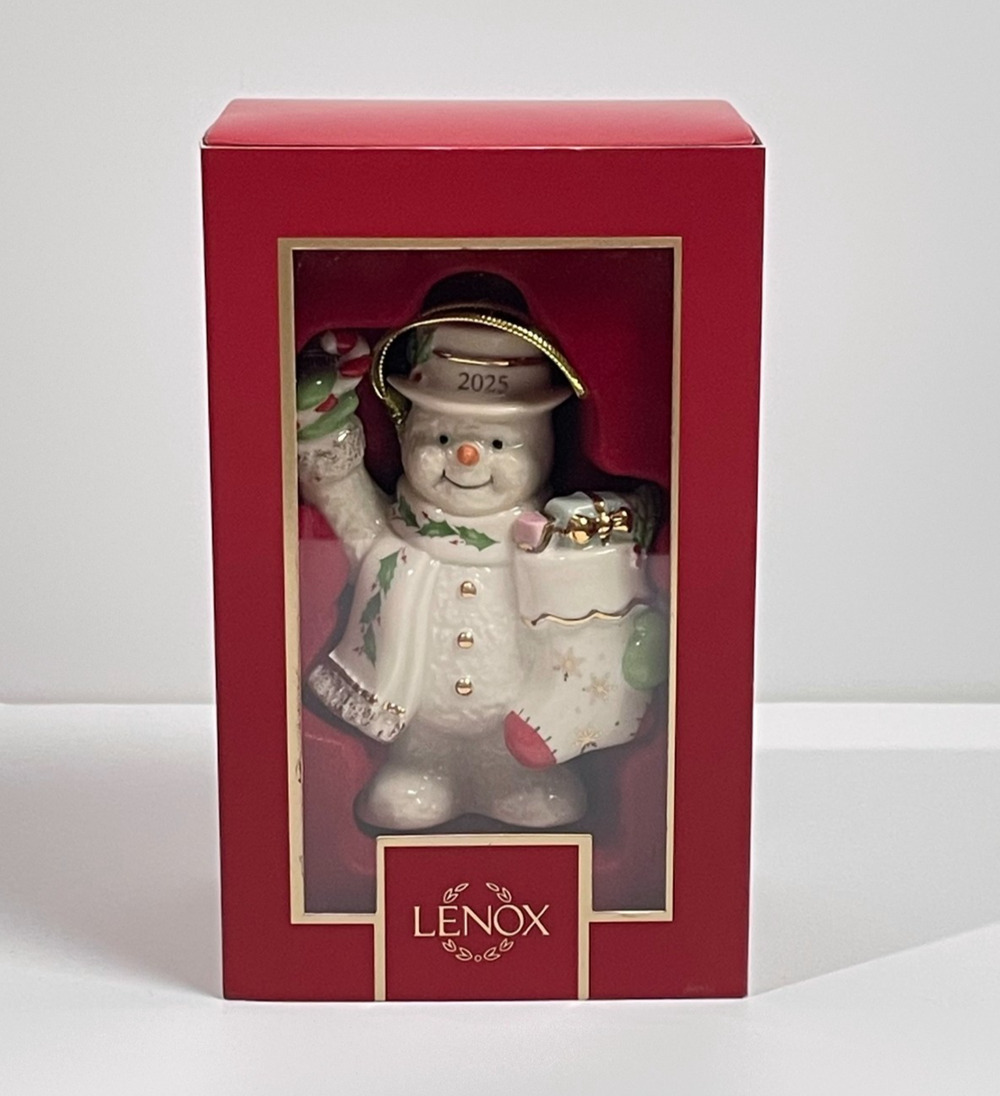 Lenox 2025 Snowman with Stocking Ornament